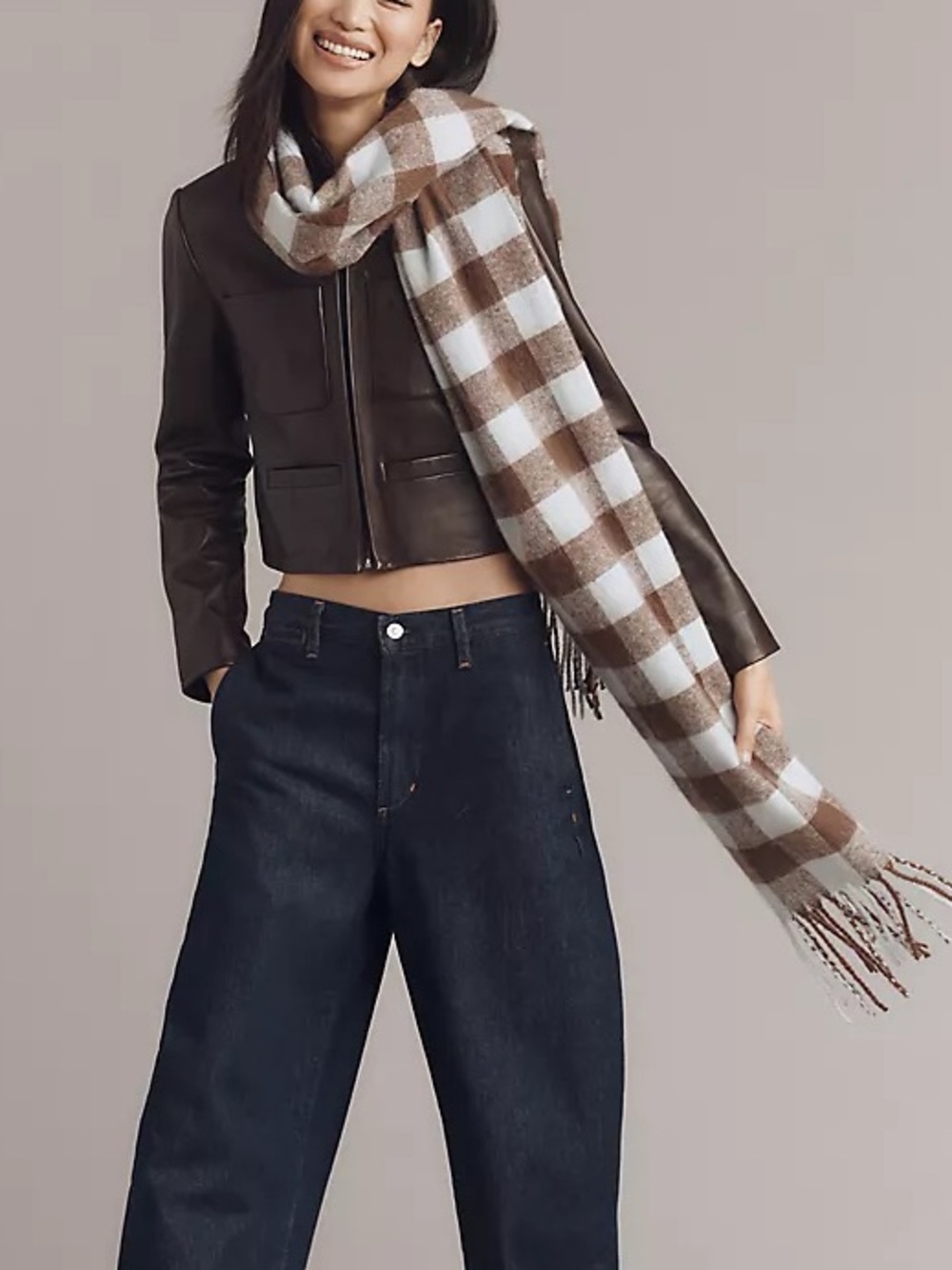 NWOT Anthropologie Maeve Brushed Gingham Scarf